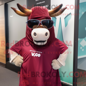 Maroon Zebu maskot kostume...