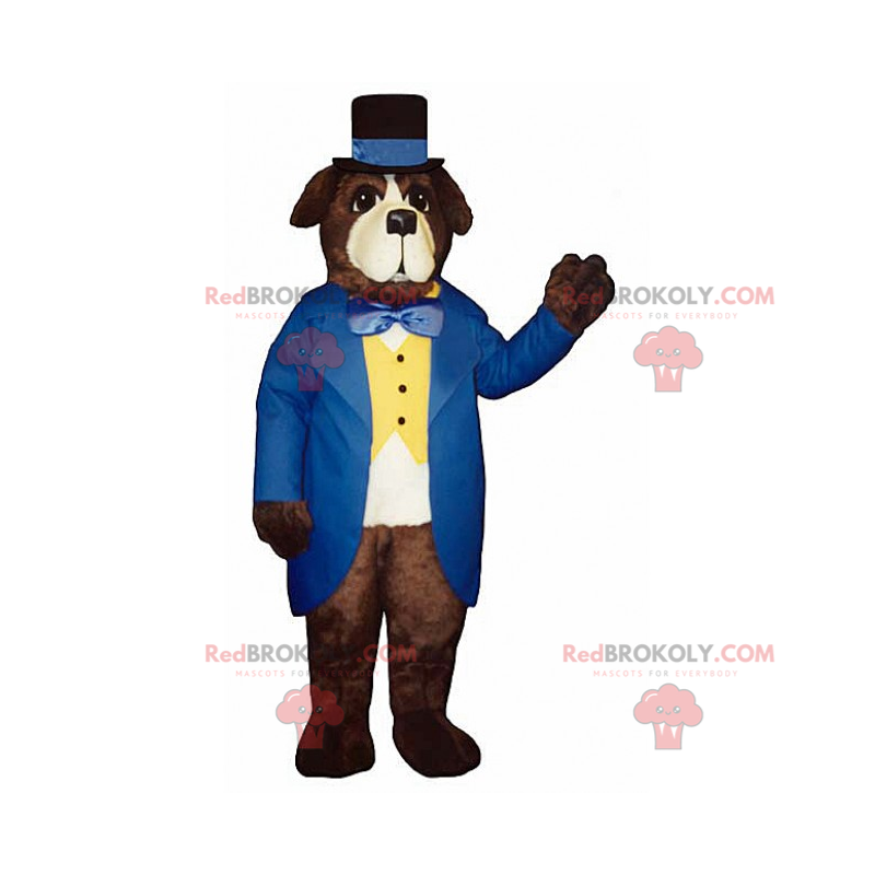 Mascotte de St Bernard en tenue de gala bleu - Redbrokoly.com