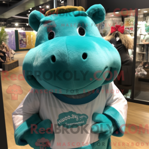Teal Hippopotamus mascot...