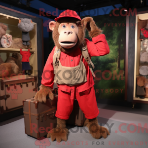 Rød bavian maskot kostume...