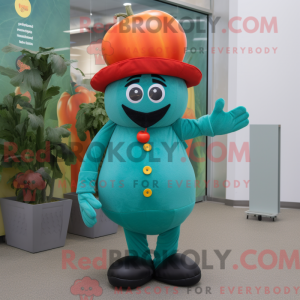 Teal Tomato-mascottekostuum...