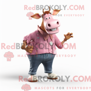 Pink Guernsey Cow mascot...