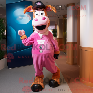Pink Guernsey Cow mascot...