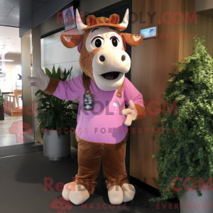 Pink Guernsey Cow mascot...
