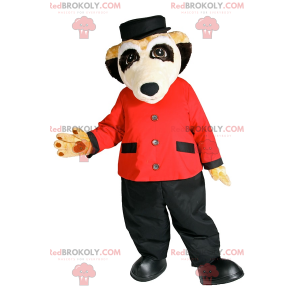 Mascota de suricata en traje de valet de hotel - Redbrokoly.com