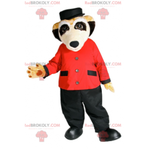 Meerkat mascot in hotel valet outfit - Redbrokoly.com