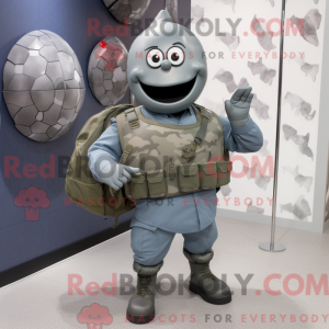 Grå Granat maskot kostume...