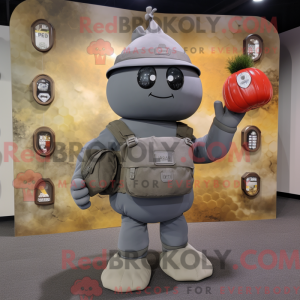 Grå Granat maskot kostume...