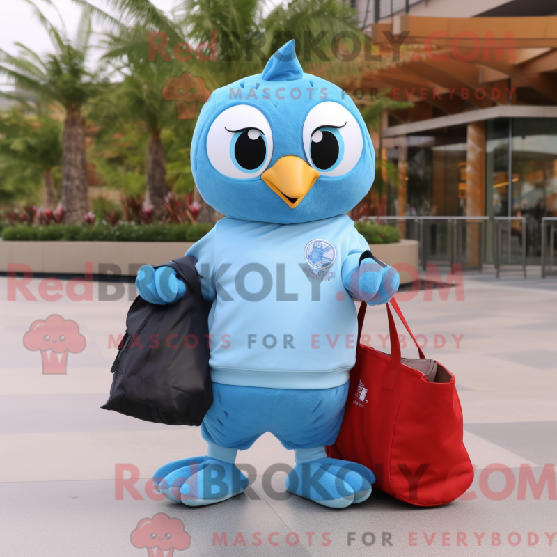 Fantasia de mascote de codorna azul-céu com moletom e sacolas tote - Mascotes de codorna - REBROKO_264063 - RedBrokoly.com