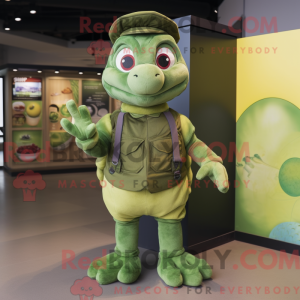 Olive Turtle maskot kostume...