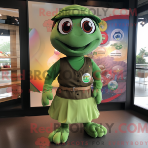 Olive Turtle maskot kostume...