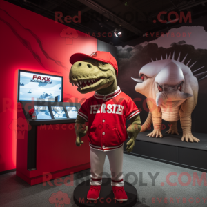 Rød T Rex maskot kostume...