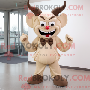 Beige Demon maskot drakt...