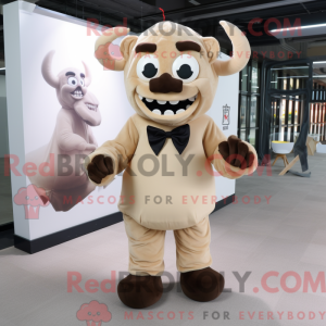 Beige demon-mascottekostuum...
