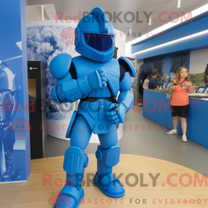 Blå Spartan Soldier maskot...