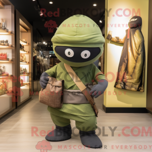 Oliven Ninja maskot drakt...