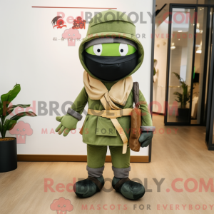 Oliven Ninja maskot drakt...