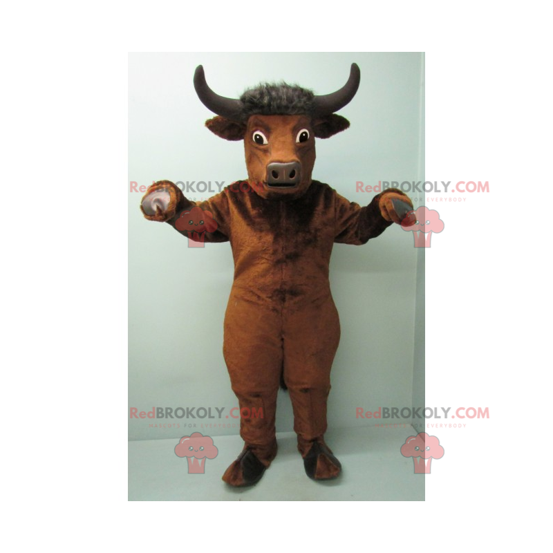 Mascotte de taureau avec cornes noires - Redbrokoly.com