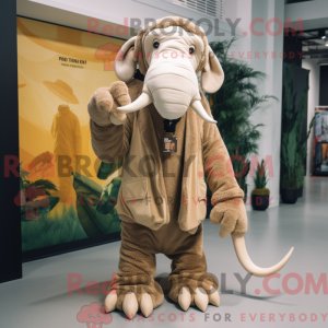 Máscara de Tan Mammoth com capuz e macacão e skjerf - Mascotes de mamute - REBROKO_264176 - RedBrokoly.com