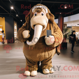 Máscara de Tan Mammoth com capuz e macacão e skjerf - Mascotes de mamute - REBROKO_264177 - RedBrokoly.com