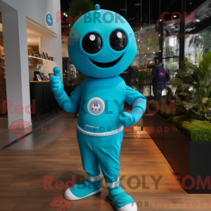 Cyan Pepper mascot costume...