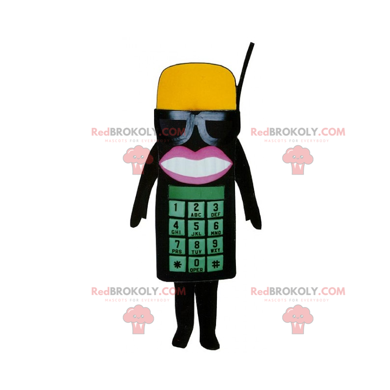 Mascota de teléfono con gafas y gorra. - Redbrokoly.com