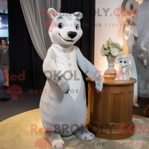 Grå hermelin maskot kostume...