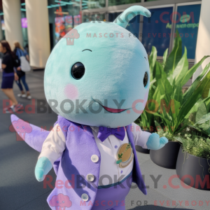 Lavendel Narwhal maskot...
