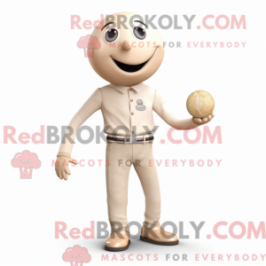 Beige Petanque Ball mascot...