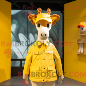 Gul Giraffe maskot drakt...