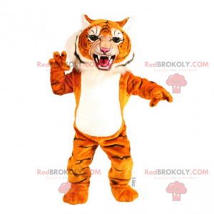 Mascote tigre com a boca aberta - Redbrokoly.com