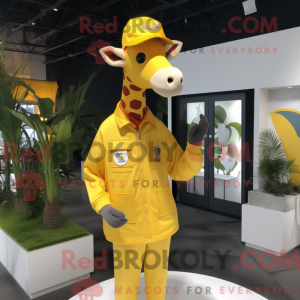 Gul Giraffe maskot drakt...