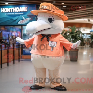 Peach Humpback Whale mascot...