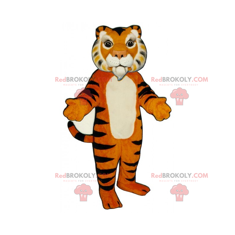 Tiger maskot med hvid ged - Redbrokoly.com