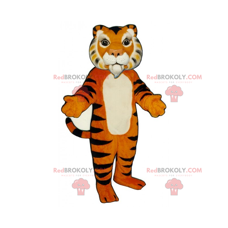 Tijgermascotte met witte geit - Redbrokoly.com