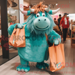 Blågrøn Yak maskot kostume...