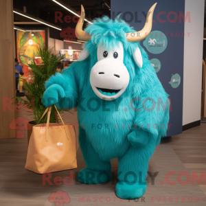 Teal Yak mascottekostuum...