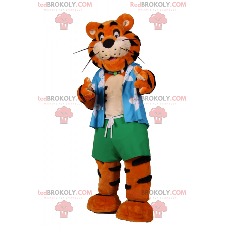 Tijgermascotte met strandoutfit - Redbrokoly.com