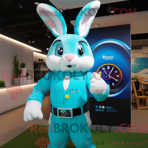 Cyan Rabbit maskot kostume...