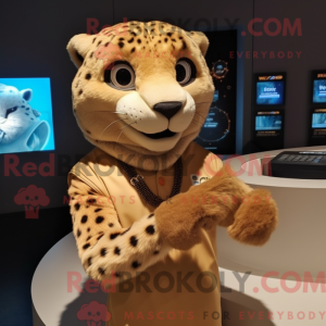 Tan Cheetah maskot kostume...