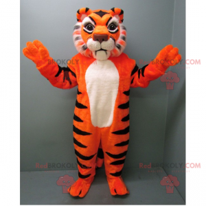 Mascotte de tigre orange au ventre blanc - Redbrokoly.com