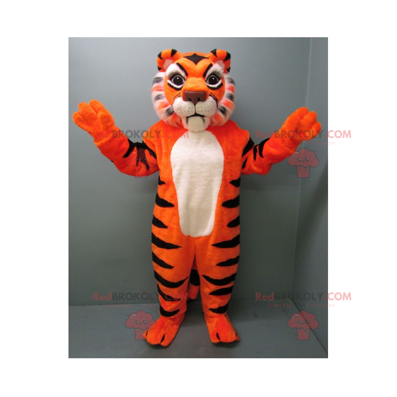 Orange tiger maskot med hvid mave - Redbrokoly.com