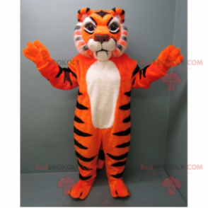 Orange tiger maskot med hvid mave - Redbrokoly.com