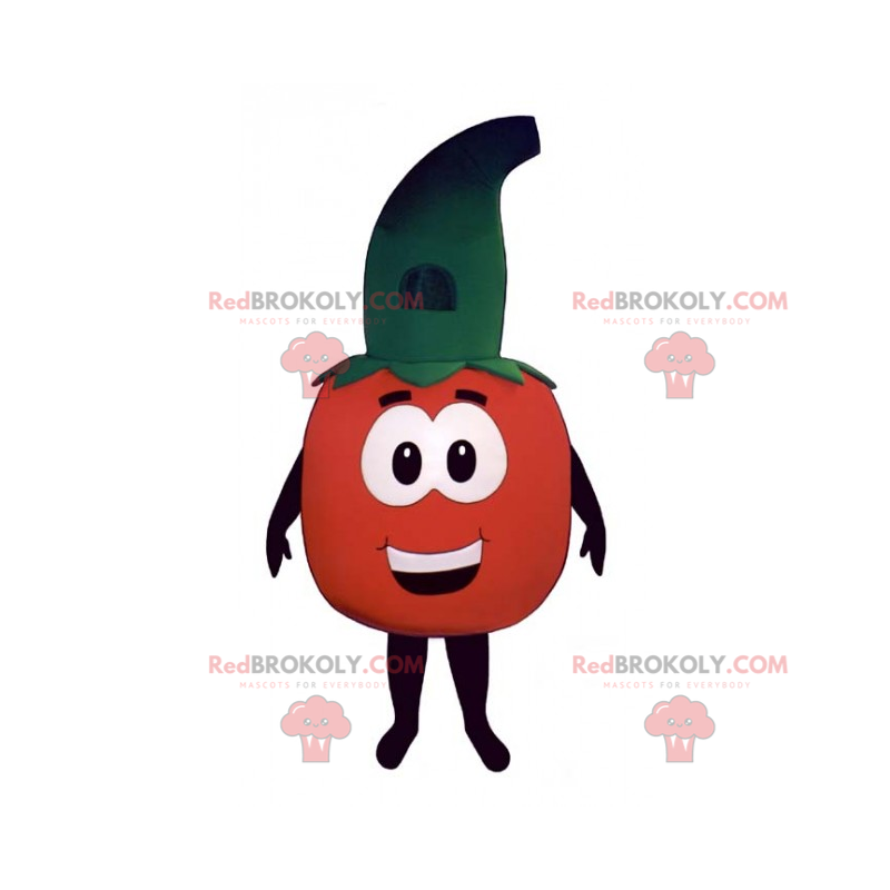 Mascotte de tomate avec chapeau de sorcière - Redbrokoly.com