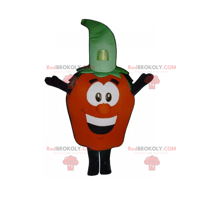 Tomatenmaskottchen mit lächelndem Gesicht - Redbrokoly.com