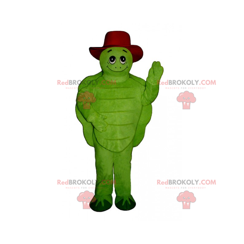 Mascotte de tortue avec chapeau - Redbrokoly.com