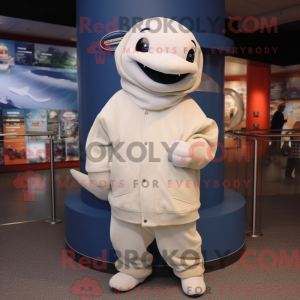 Beige Beluga Whale maskot...