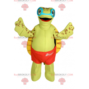 Mascotte de tortue avec maillot et lunette de bain -