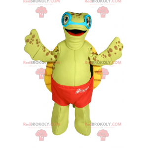 Maskotka żółw z kostiumem kąpielowym i okularami