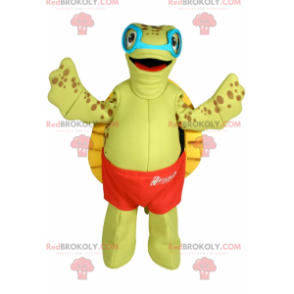 Mascotte de tortue avec maillot et lunette de bain -